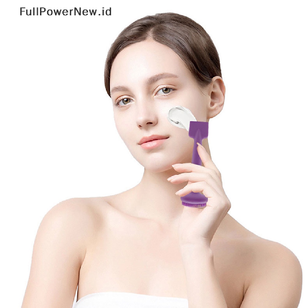 Power 1pc Sikat Pembersih Wajah Kepala Ganda Silicone Facial Cleanser Wash Brush Soft ID