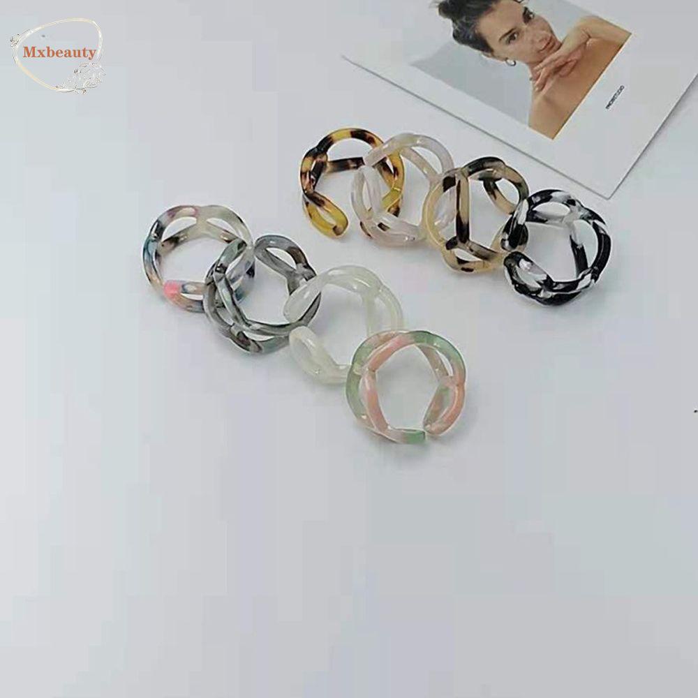 Mxbeauty Cincin Jari Terbuka Trendi Geometris Asam Asetat Berongga Perhiasan Fashion Bulat Leopard