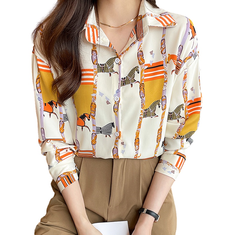 High Quality Fabric Fashion Korean Style Long Sleeve Shirt Yellow Women Casual Street Work Tops