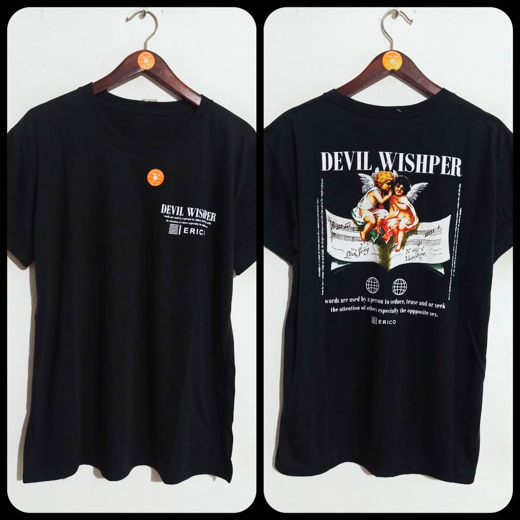 Bisa COD KAOS MURAH BAJU DISTRO TSHIRT PRIA WANITA COMBED 30S KAOS ATASAN DEVIL WHISPER