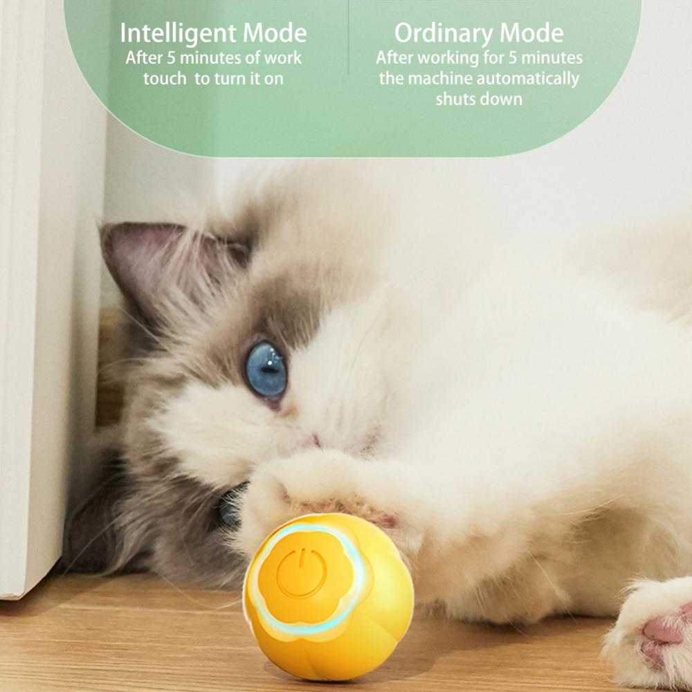 Timekey Bentuk Bunga Mainan Kucing Pintar Dengan Lampu Otomatis Rolling Ball Kucing Elektrik Mainan Interaktif Pelatihan Anak Kucing Mainan Bermain Dalam Ruangan R3S2