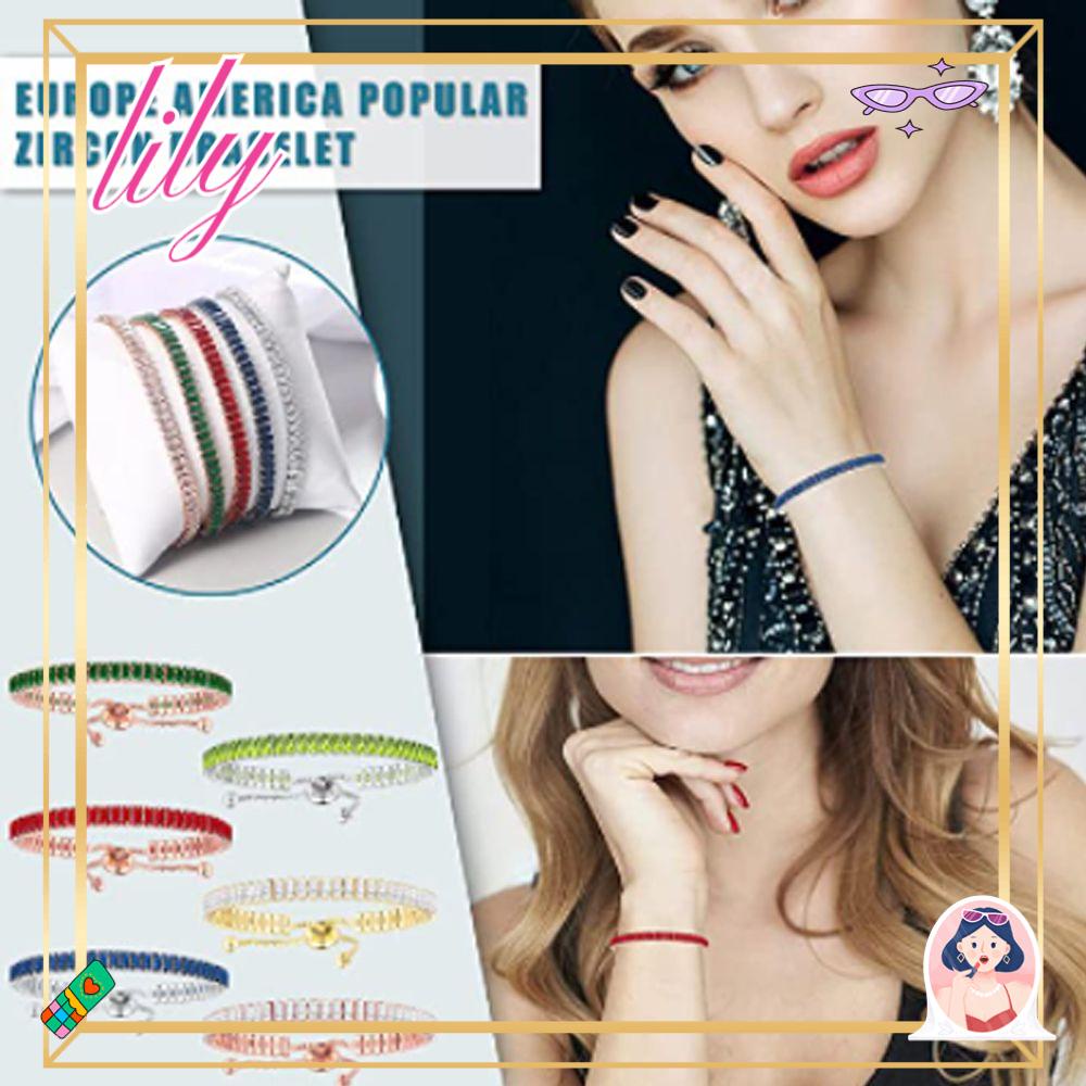 Lily Cubic Gelang Wanita Pria Mewah Berlian Mengkilap Zirconia