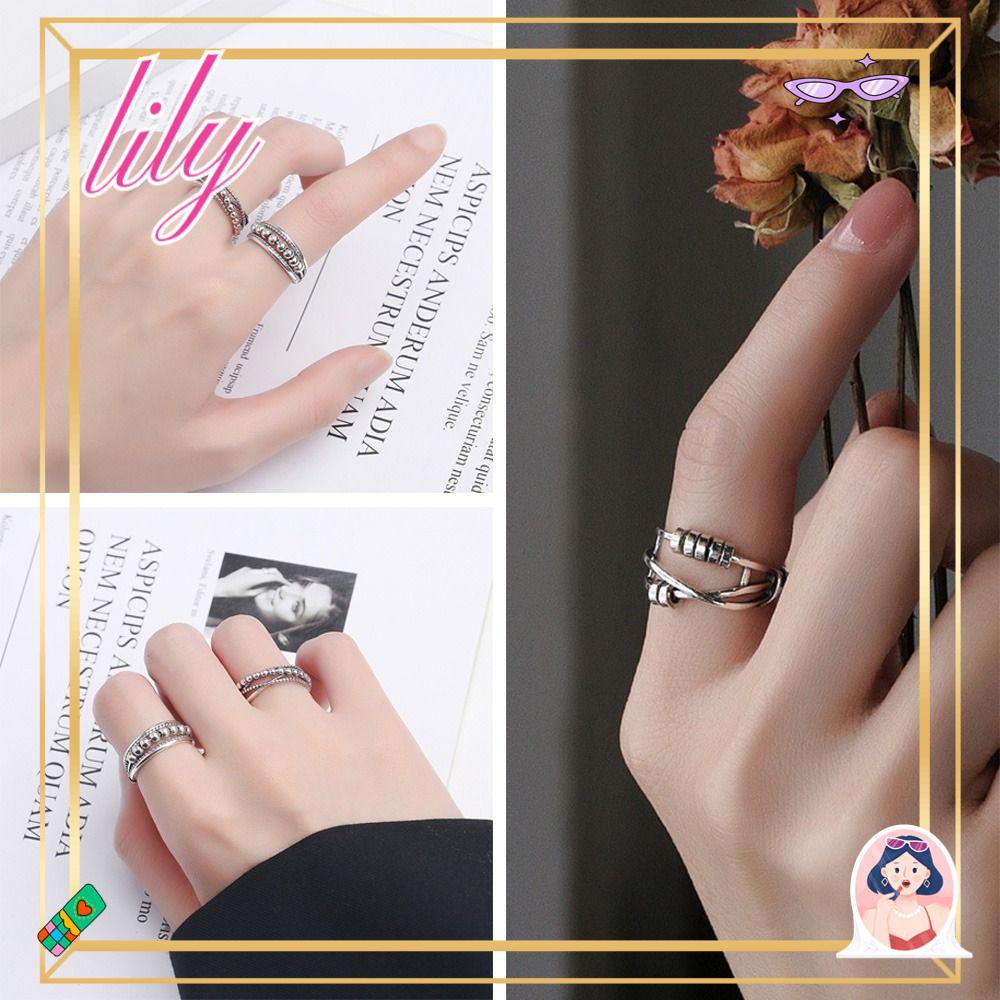 Lily Anxiety Ring Rotatable Aksesoris Anxiety Relief Adjustable Thumb Rings