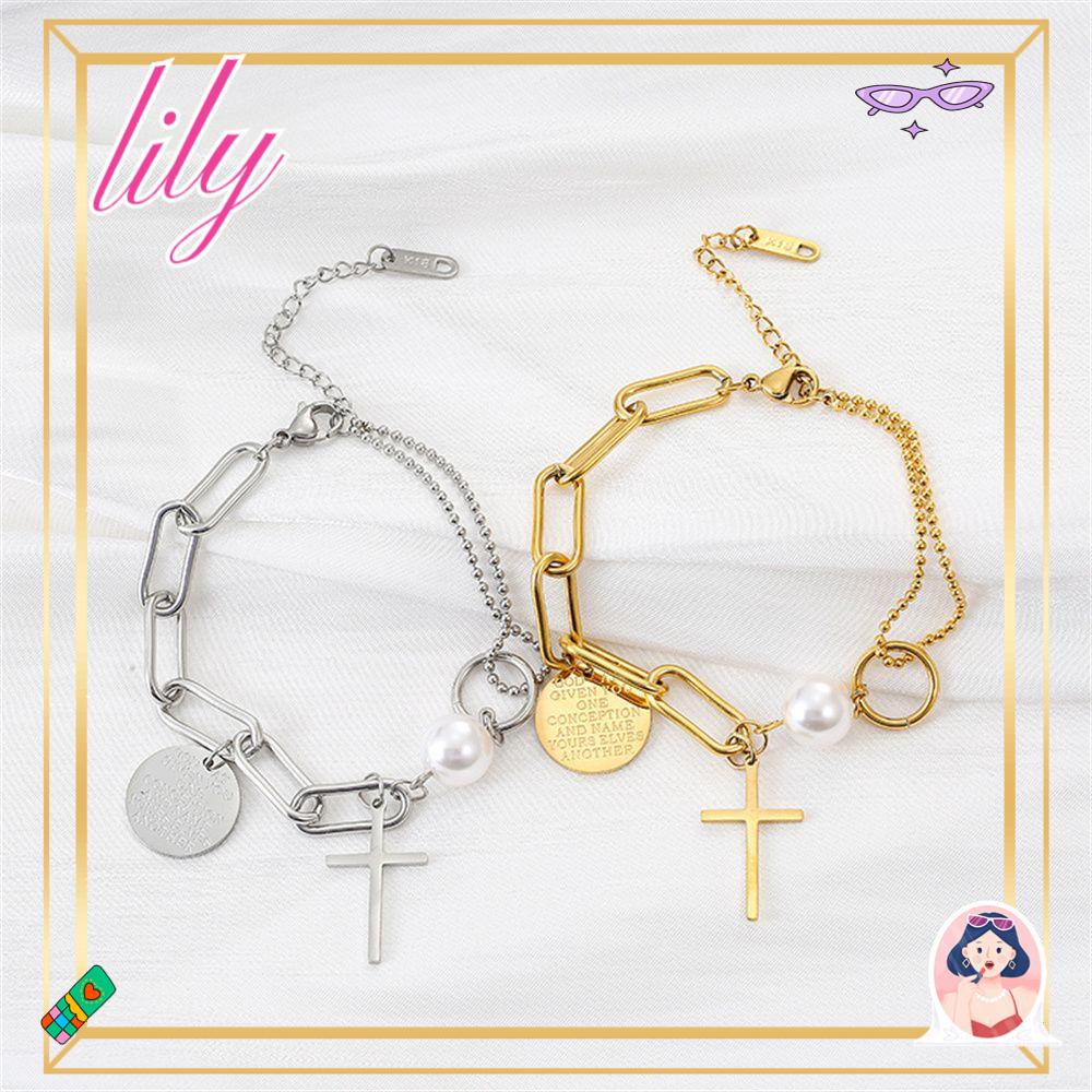 Lily Pearl Gelang Retro Anti Karat Lapis Emas Gothic Portrait