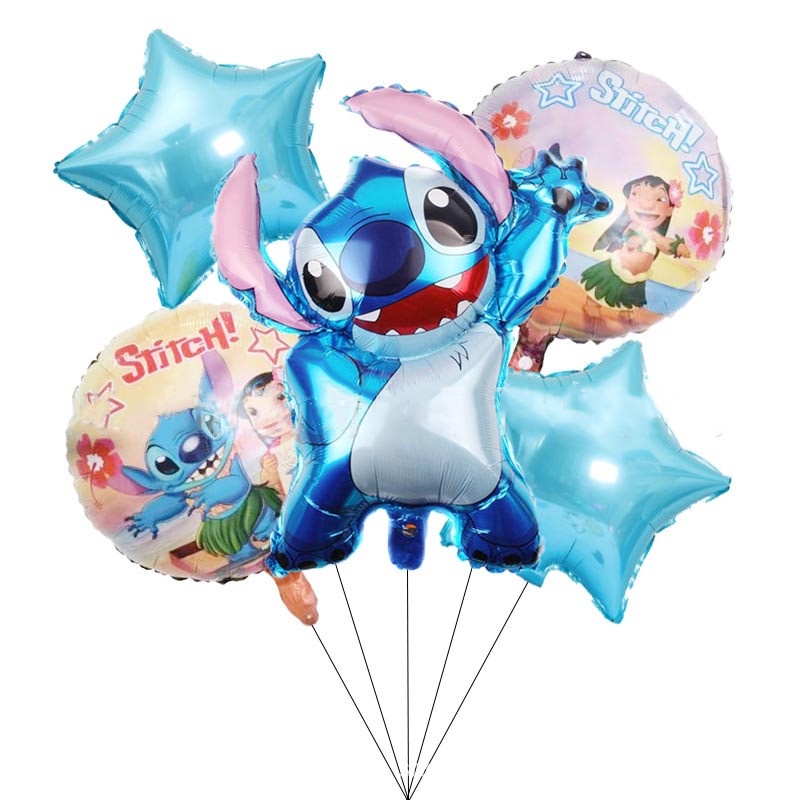 5pcs/lot Disney Angel Stitch Balon Aluminium Film Lilo &amp; Stitch Figurine Boneka Dekorasi Untuk Perlengkapan Pesta Ulang Tahun