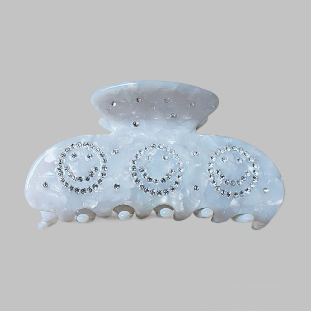 Mxbeauty Korean Style Hair Claw Hadiah Putih Fashion Elegan Jepit Musim Panas Mengkilap Vintage Berlian Imitasi Jepit Rambut