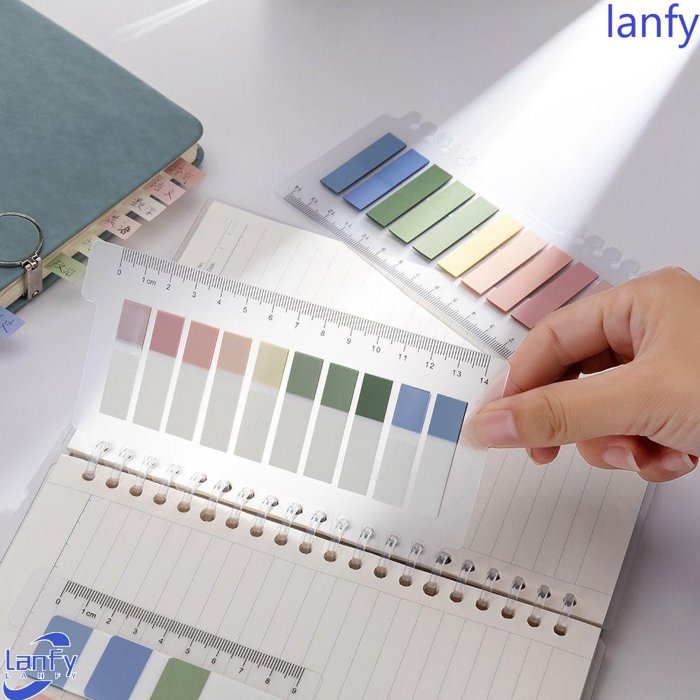 Lanfy Label Tempel Dengan Penggaris Sekolah 60 /120 /200Lembar Sticky Notes Dekorasi DIY Perlengkapan Kantor Label Siswa Bookmark