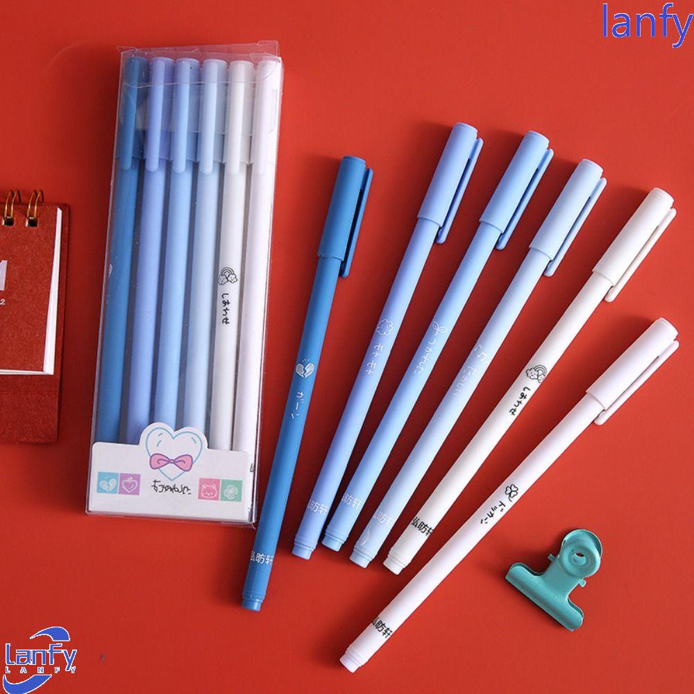 Lanfy 0.5mm Gel Pen 6Pcs/set Gradien Perlengkapan Menulis Alat Tulis Sekolah Siswa Netral Gel Pen