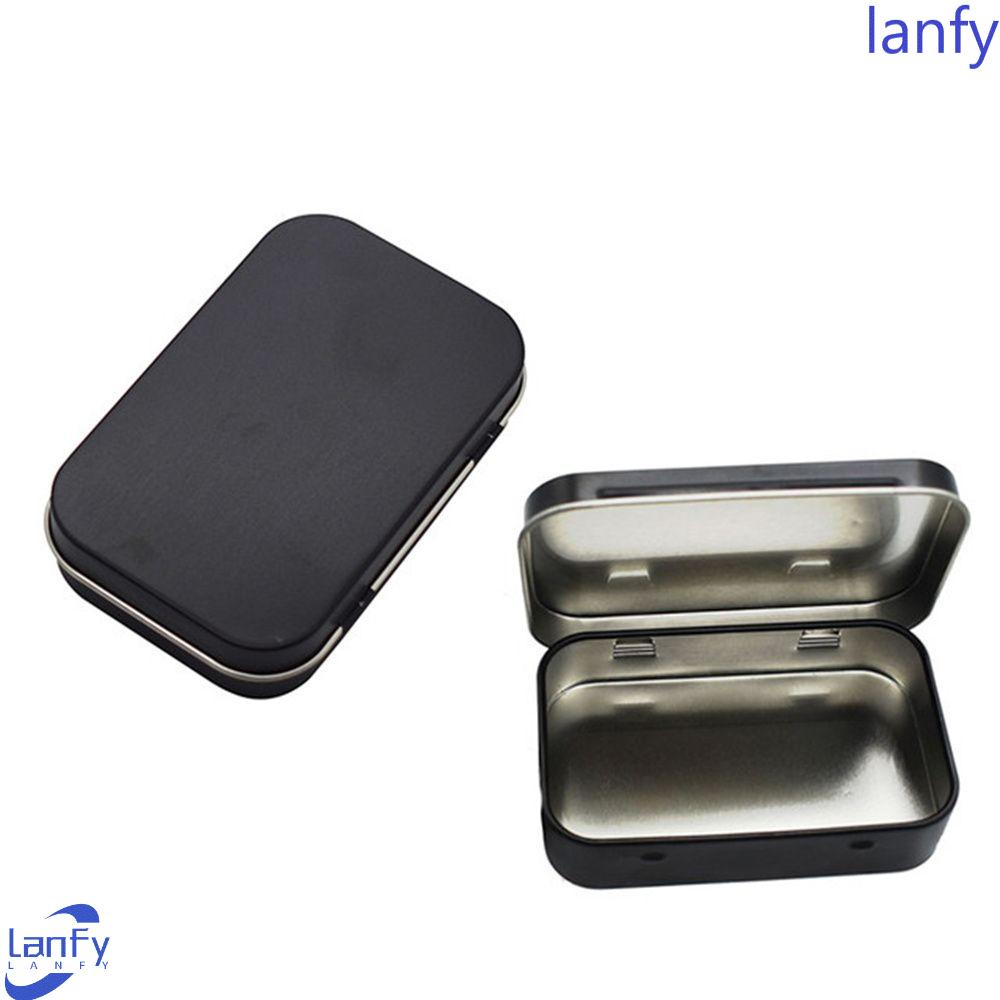 Lanfy Kotak Penyimpanan Hitam U Disk Tin Survival Kit Coin Organizer Black Candy Box