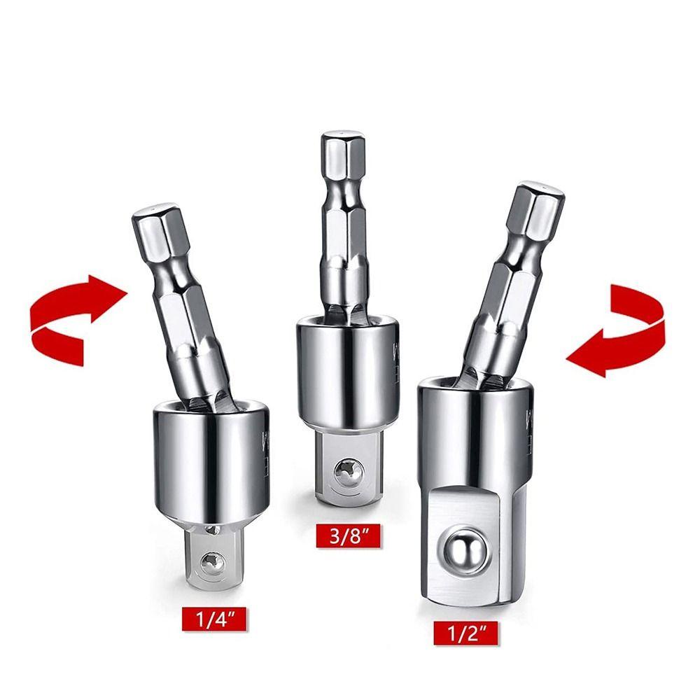 Populer 3Piece/set Adaptor Soket Bor Listrik Konversi Batang Sambung Perkakas Tangan360°Adaptor Soket Driver Yang Dapat Diputar Hex Bit Set Soket Penggerak Individu Batang Ekstensi