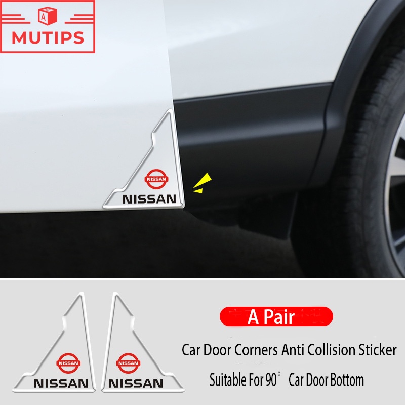 Nissan 2Pcs/Set Bar Pelindung Stiker Sudut Pintu Mobil Anti-Tabrakan Untuk Terra Livina Note Xtrail Maret Juke Skyline Magnite Kicks Navara Serena Leaf