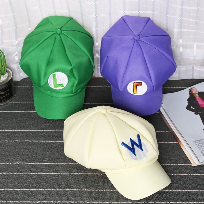 Super Mario Bros Topi Oktagonal Luigi Beanies Caps Hat Game Anime Cosplay Alat Peraga Pesta