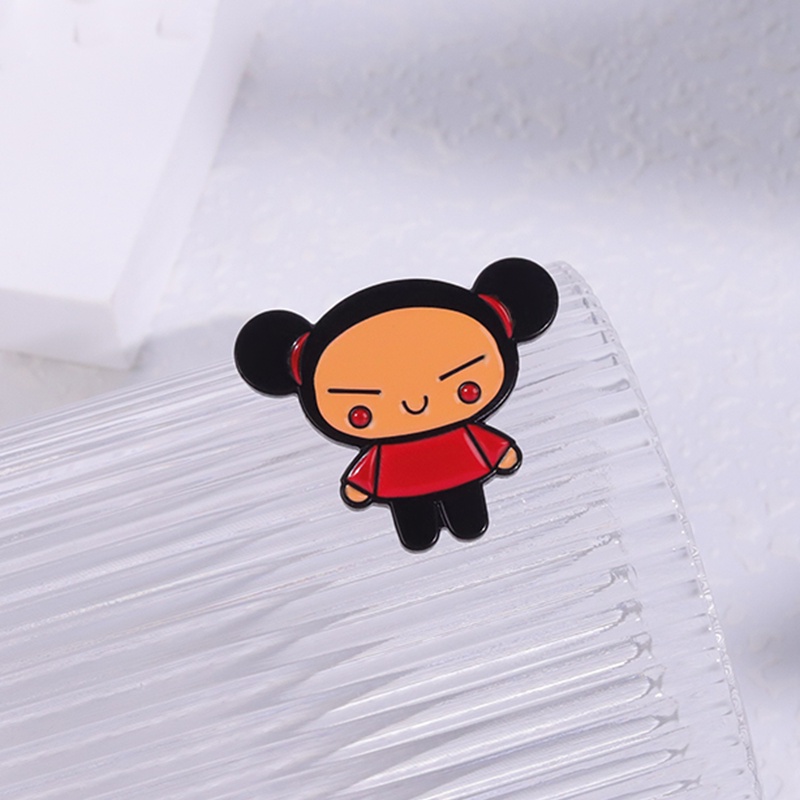 Kartun Boneka Cina Kerah Pin Gadis Kreatif Enamel Bros Ransel Lencana Hadiah Untuk Teman Aksesoris Pakaian