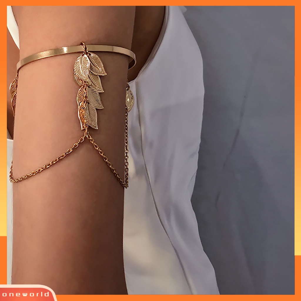 [EONE] Opening Adjustable Thin Arm Bangle Bohemian Daun Pesona Gelang Lengan Atas Aksesoris Fashion