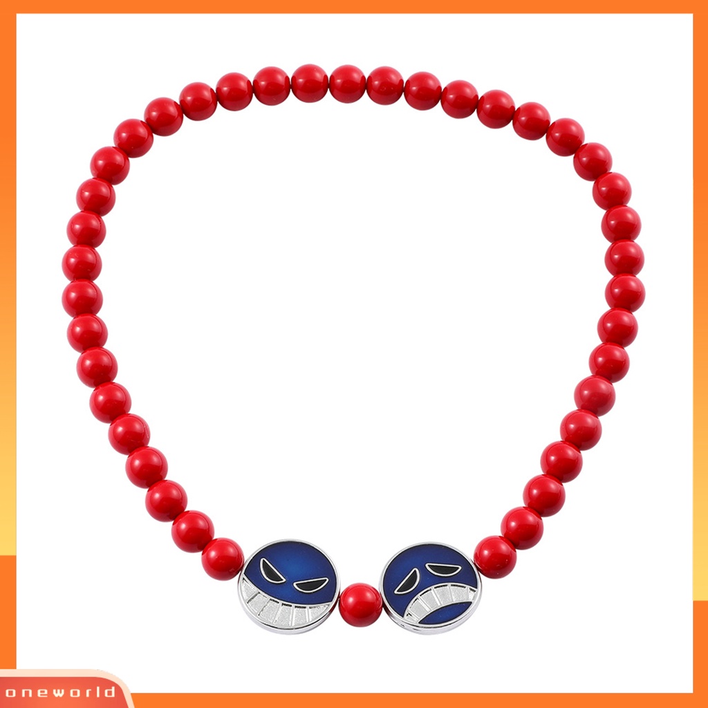 [EONE] Pria Gelang Tersenyum Menangis Wajah Pesona Manik-Manik Merah Elastis Keren Kepribadian Hadiah Adjustable Karakter Anime Cosplay Kalung Aksesoris Pakaian