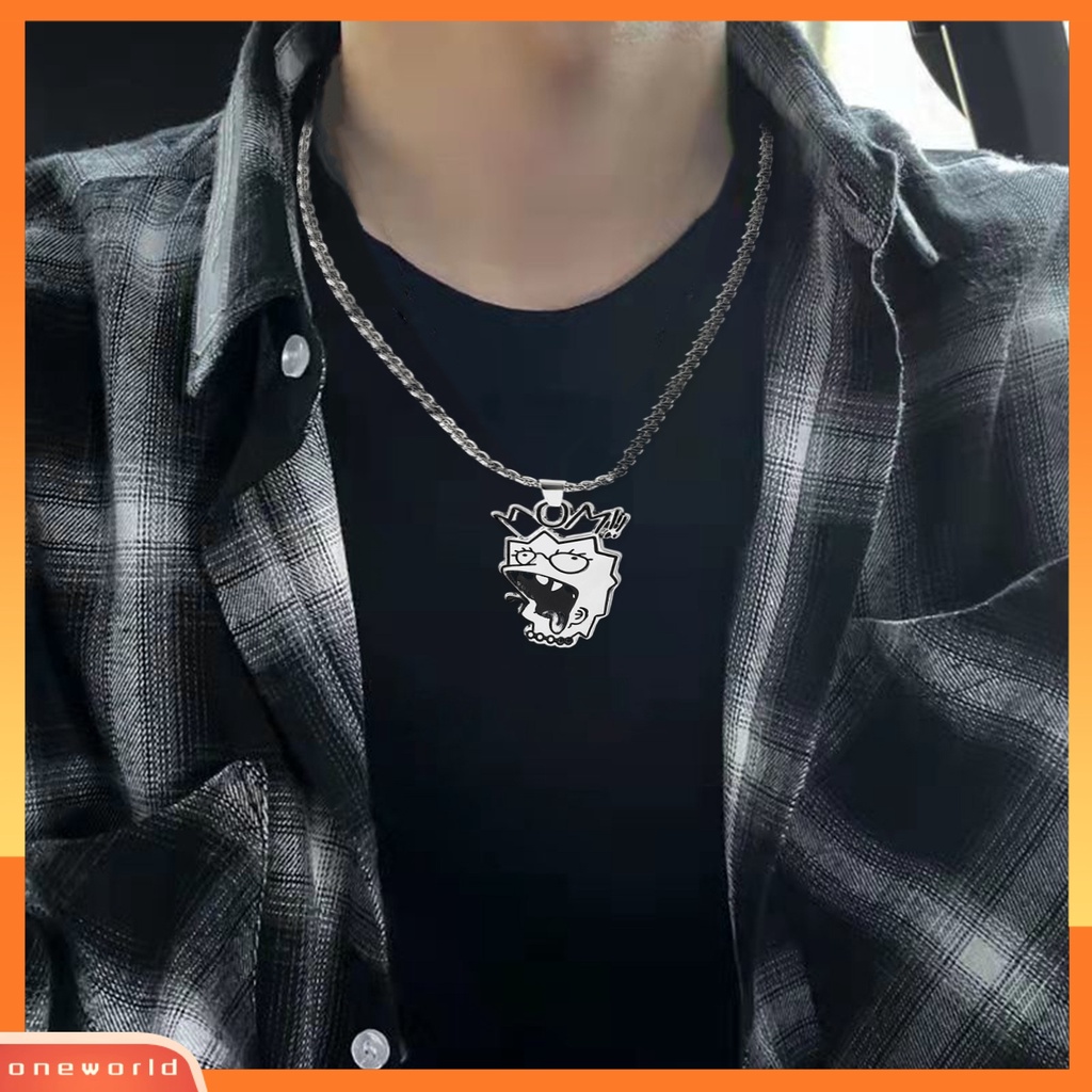 [EONE] Liontin Kalung Adjustable Ringan Mudah Dipakai Alergi Gratis Lucu Hias Titanium Steel Hip Hop Kalung Dengan Liontin Kartun Hadiah Untuk Remaja