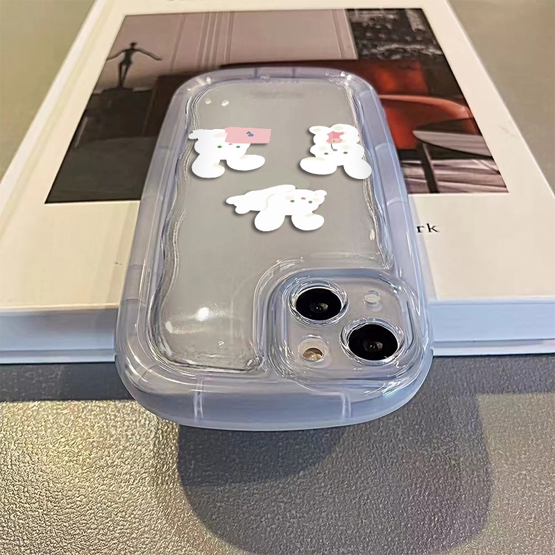 IPHONE Kelinci Lucu Shockproof Case Kompatibel Untuk Casing Ponsel Iphone13 11 14 12 Pro XS Max X XR 7 +8 Plus Cover Silikon TPU Transparan Lembut