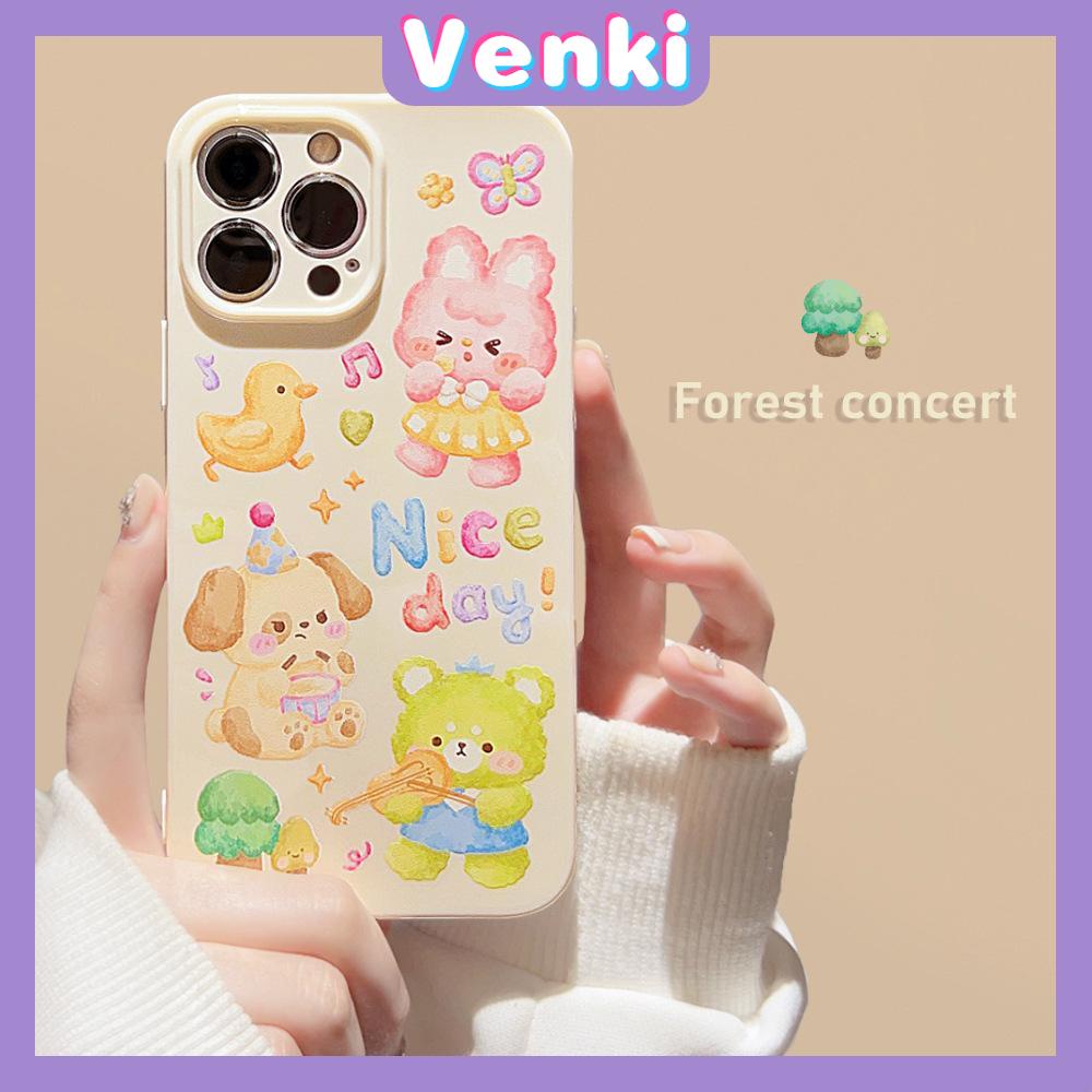 VENKI -For iPhone 11 iPhone Case Cream Glossy Soft Case TPU Shockproof Camera Cover Protection Cute Cartoon Animals Compatible with iPhone 14 13 Pro max 12 Pro Max xr xs max 7 8