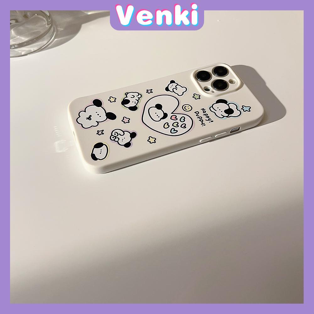 VENKI - For iPhone 11 iPhone Case White Glossy Film TPU Soft Shell Shockproof Photo Cover Love Puppy Compatible with iPhone 14 13 Pro max 12 Pro Max xr xs max 7Plus 8Plus