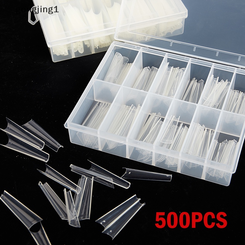Ggg 500pcs/Bag XXL Tips Paku Peti Mati Extra Panjang Half Cover Press Bening Kuku Palsu ID