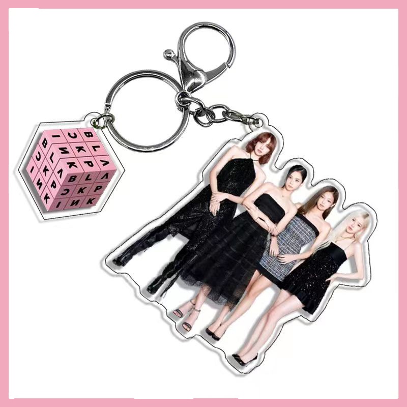 1pc Gantungan Kunci Akrilik Hitam-PINK Black PinkKey Ring Gantung JISOO JENNIE LISA ROSE