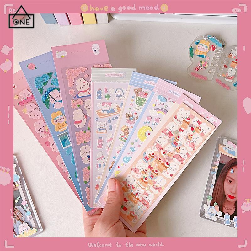 COD❤️Stiker Buku Tempel Dekorasi Kartun Pola Kecil Gadis Anak Stiker Kelinci Lucu Manis -A.one