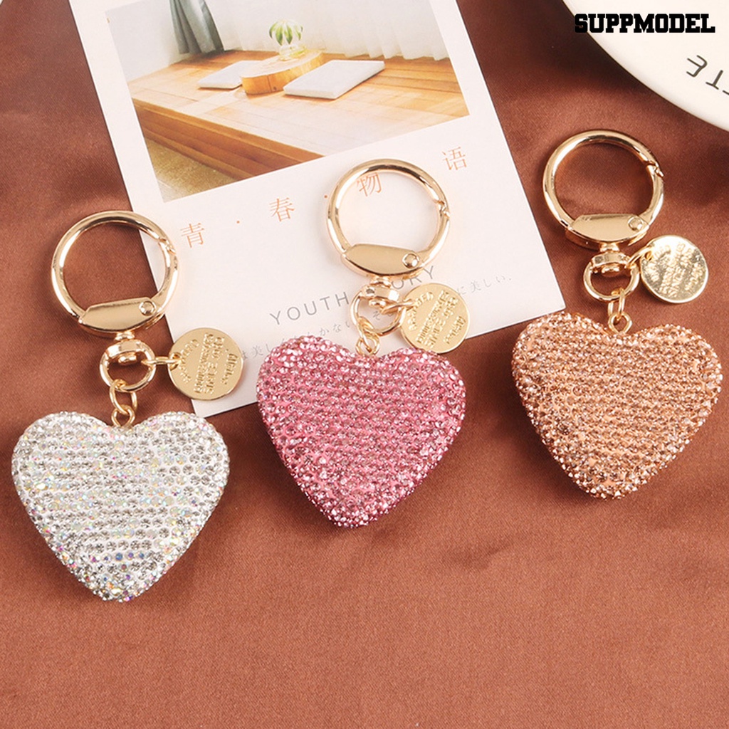 [SM Auto] Gantungan Kunci Shiny Full Berlian Imitasi Berkilau Serbaguna Reusable Hadiah Aksesoris Logam Berbentuk Hati Gantungan Kunci Mobil Handbag Pendant Keyring Untuk Dompet
