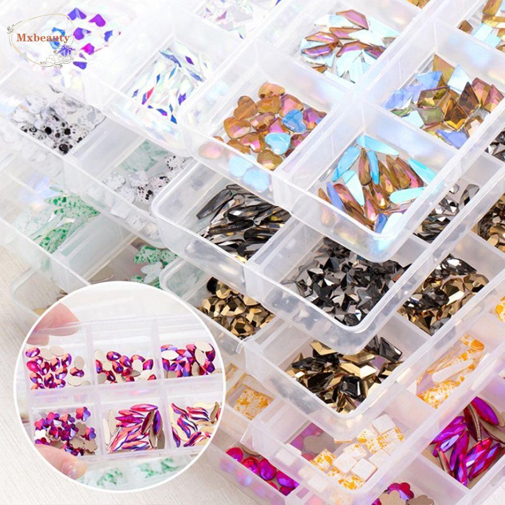 Mxbeauty Nail Art Rhinestones Warna-Warni 1kotak AB DIY Manik-Manik Permata Bentuk Campur Kristal