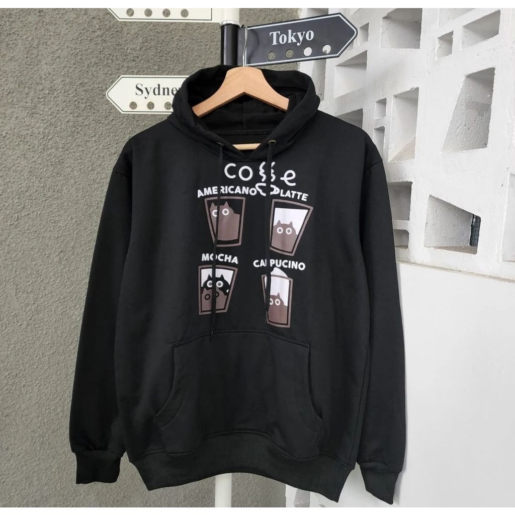 Americano Latte Hoodie Outerwear Wanita Remaja Casual Daily OOTD Korean Style