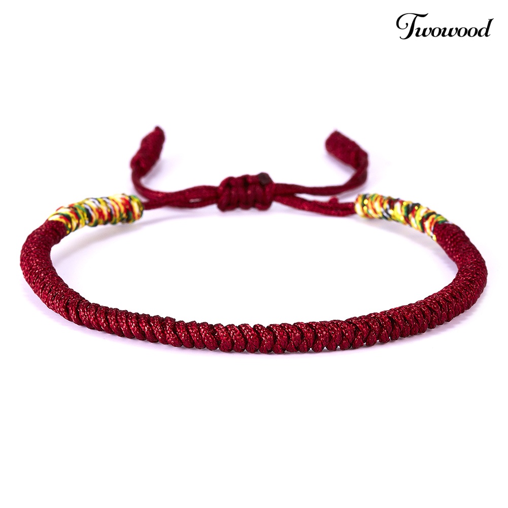 Twowood Wanita Pria Handmade Simpul Braided Rope Gelang Adjustable Beruntung Bangle Perhiasan