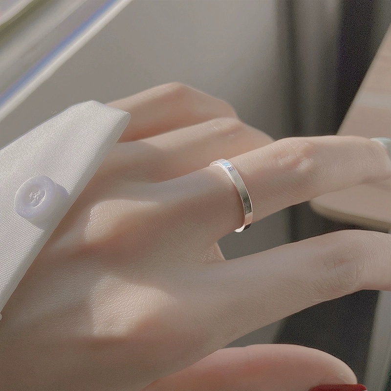 Papaozhu Sederhana S925 Perak Permukaan Halus Putaran Terbuka Cincin Untuk Wanita Pria Trendi Stackable Finger Rings Keren Aksesoris Buku Jari Pakaian Sehari-Hari