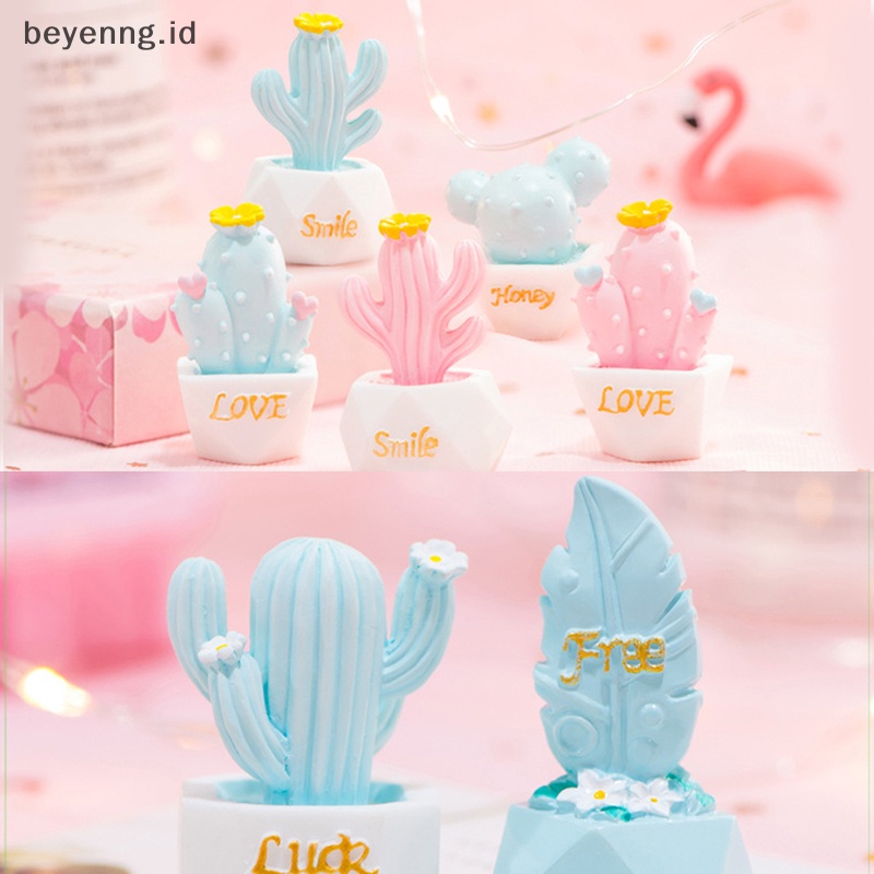 Beyen 10gaya Ornamen Kaktus Resin Patung Miniatur Aksesoris Lucu Dekorasi ID