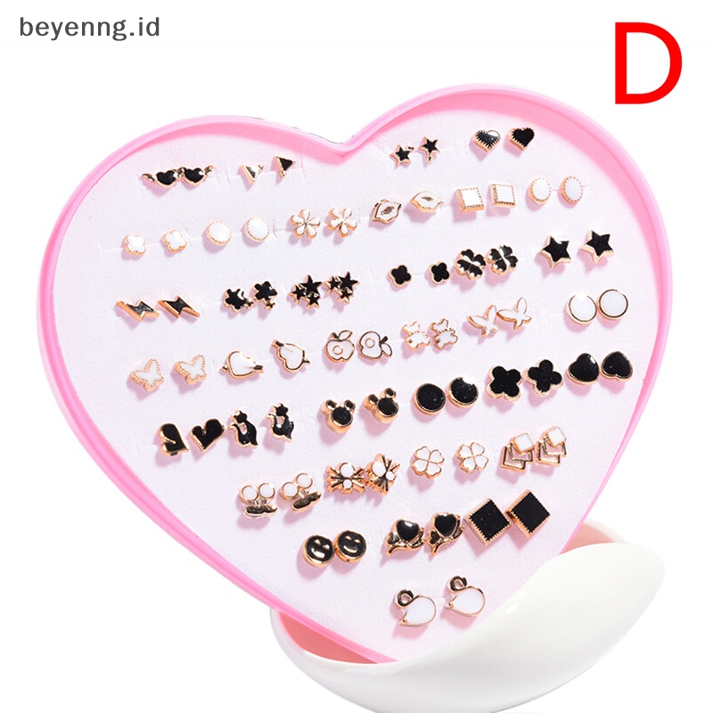 Beyen 36pasang Fashion Wanita Gadis Kristal Diamante Bunga Stud Anting Set Perhiasan ID