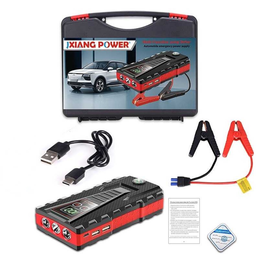 Jumper Aki 12V Mobil Mogok Jump Starter Power Bank Senter 2 USB Port