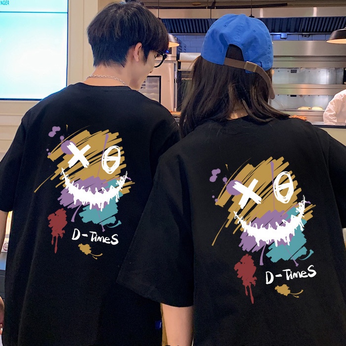 Promo T-Shirt Korean version kaos couple loose summer short-sleeved T-shirt oversized printing men's and women's all-match hip-hop personality tops