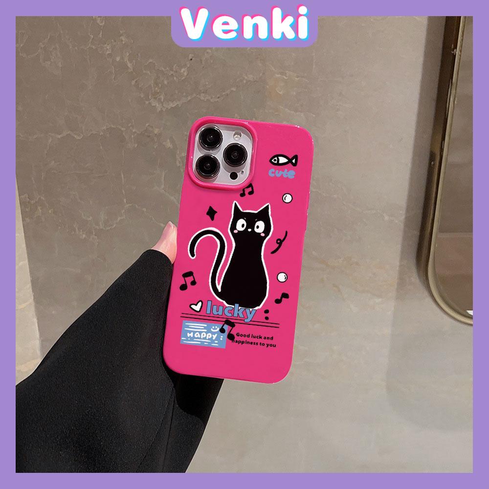 VENKI - For iPhone 11 iPhone Case Red Glossy TPU Soft Case Shockproof Protection Camera Cute Black Cat Compatible with iPhone 14 13 Pro max 12 Pro Max xr xs max 7Plus 8Plus