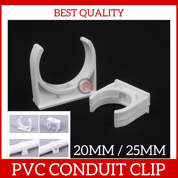 PCV Conduit Clip Klem Klip Pipa Listrik Ukuran 20mm 25mm Per Pack