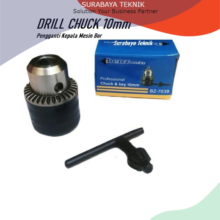 DRILL CHUCK 10mm 3/8&quot; x 24 UNF PENGGANTI KEPALA MESIN BOR