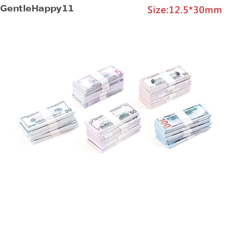 Gentlehappy 100Pcs/set 1: 12rumah Boneka5/10,20,50,100 Uang Kertas Dollar Model Decor id