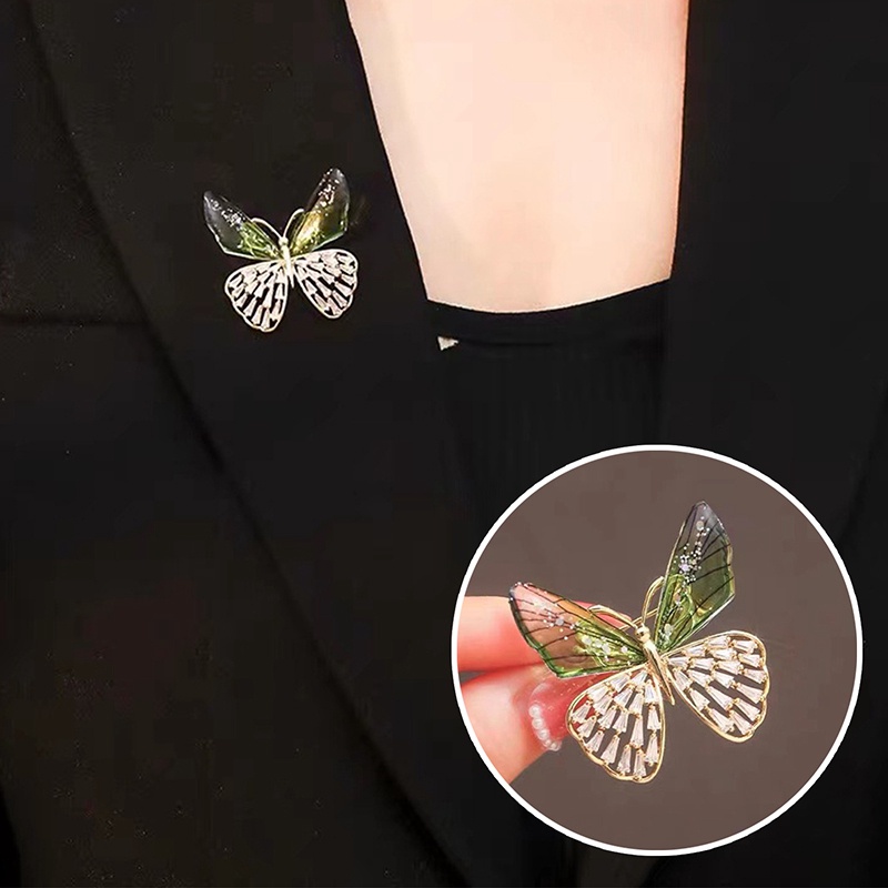 Bros Kupu-Kupu Kristal Gradien Fashion Bros Alloy Capung Lebah Untuk Wanita Perhiasan Aksesoris Hadiah