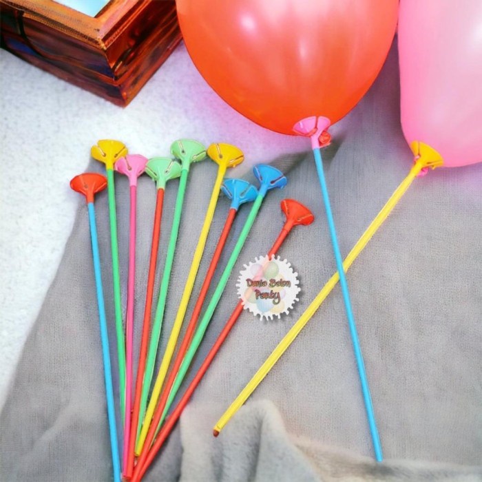 Stick Balon / Stik &amp; Cup Balon / Tangkai Balon Warna Warni