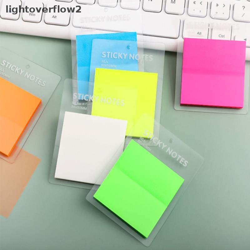 [lightoverflow2] 50sheets Transparan Sticky Notes Waterproof Colorful Clear Memo Pad Diposting Memo [ID]