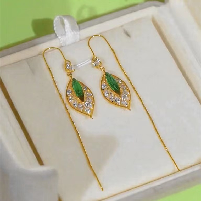 Vermiculite Hijau Daun Telinga ear, Desain fashion Wanita, Temperamen Perempuan Anting Serbaguna