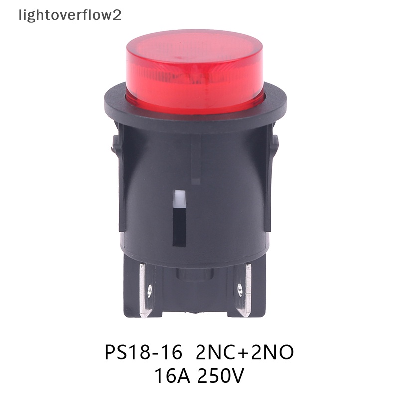 [lightoverflow2] 1pc 4pins Saklar Sentuh Red Push Button Switch Sertifikasi TUV Saklar Rocker Listrik Dengan Soket Lampu Power Switch PS18-16 [ID]