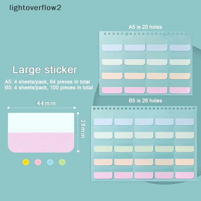 [lightoverflow2] 4lembar Sticky Index Tabs Writable File Tabs Bendera Buku Notebook Penanda Halaman Label Klasifikasi File Lable [ID]