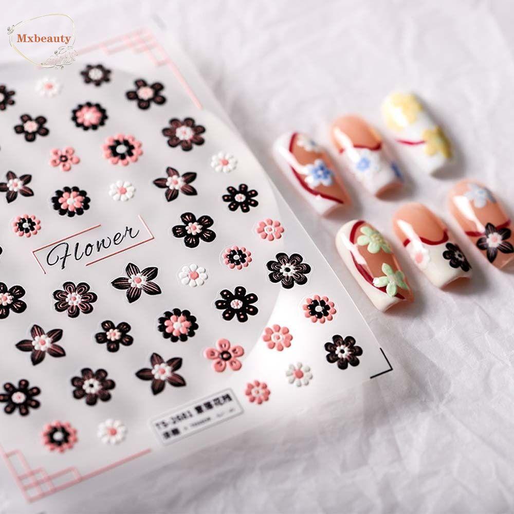 Mxbeauty Bunga Stiker Kuku Sweet Fashion Iris Flowers Self Adhesive Nail Dekorasi