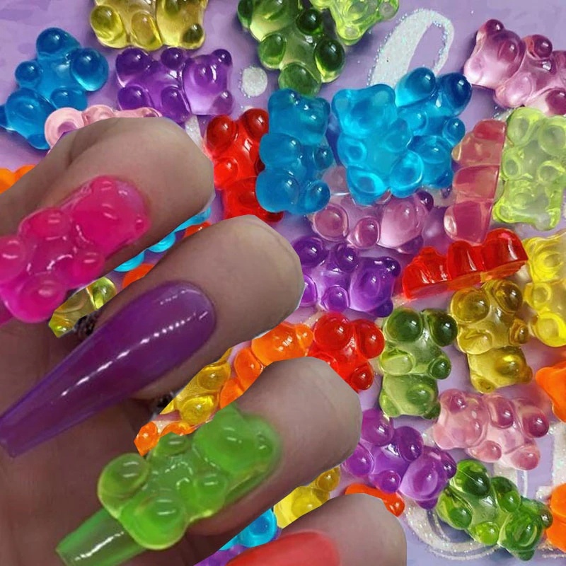 [Unggulan]5 /6 /50Pcs/Pak Manis Campuran Permen 3D Kuku Seni Jelly Beruang Hiasan Kuku Kartun Perhiasan Bagian DIY Aksesoris Manicure Dekorasi Kerajinan Kuku Warna-Warni Untuk Wanita