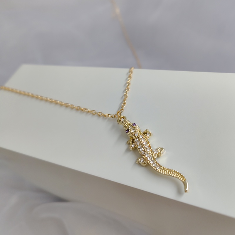 Kalung Liontin Tokek Lucu Hewan Pesona Cicak Kalung Pernyataan Perhiasan Wanita Hadiah Perhiasan