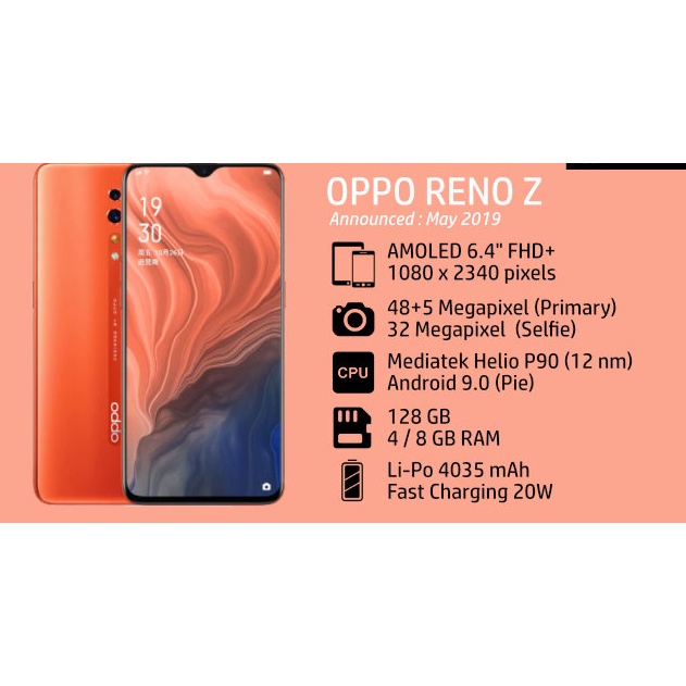 HP OPPO RENO Z RAM 8/256GB SMARTPHONE BARU GARANSI TOKO 1 TAHUN