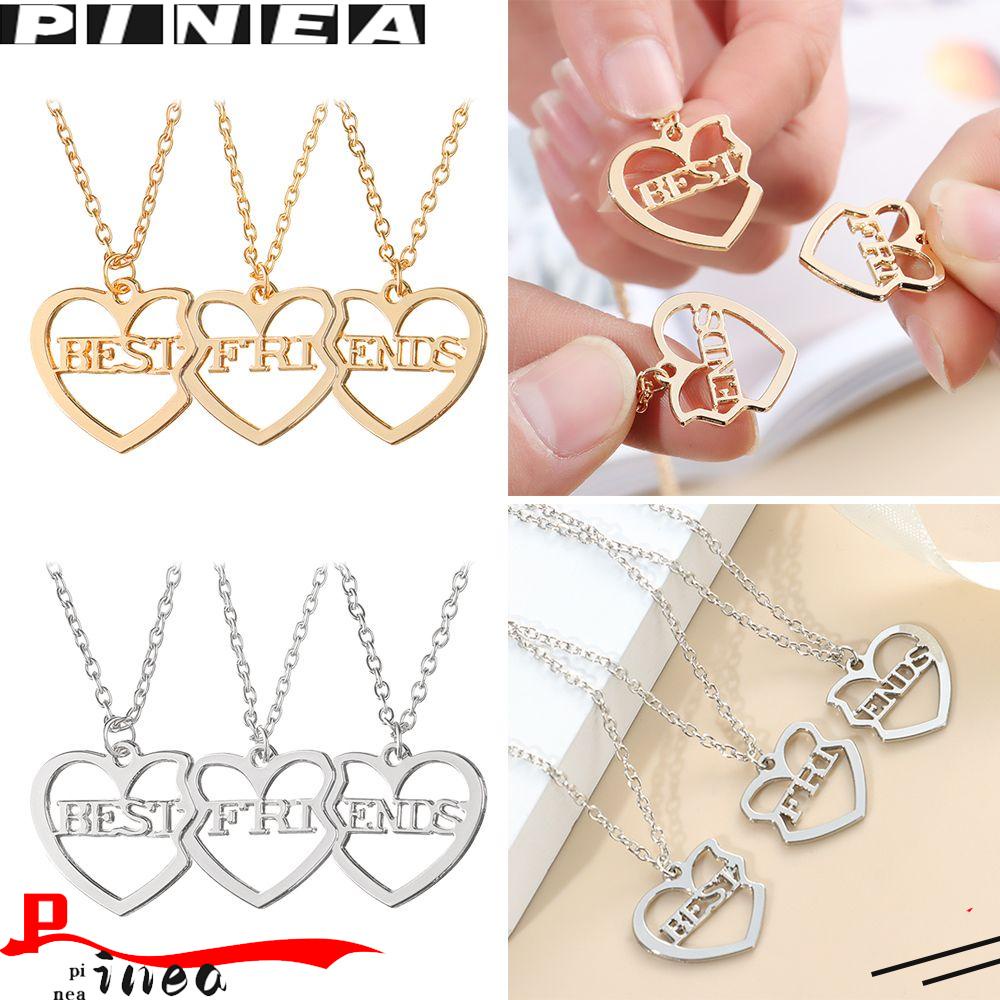 Nanas 3pcs/set Liontin Berbentuk Hati Desain Ukir Unik Sahabat Memorial Perhiasan Liontin Perhiasan Hadiah Hari Valentine